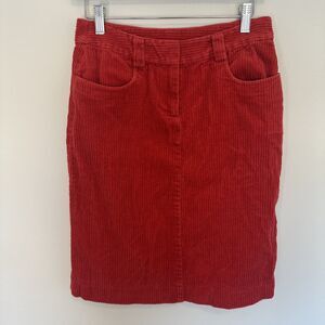 The J. Peterman Company Women's Red Cotton Straight Skirt Corduroy Size 8￼